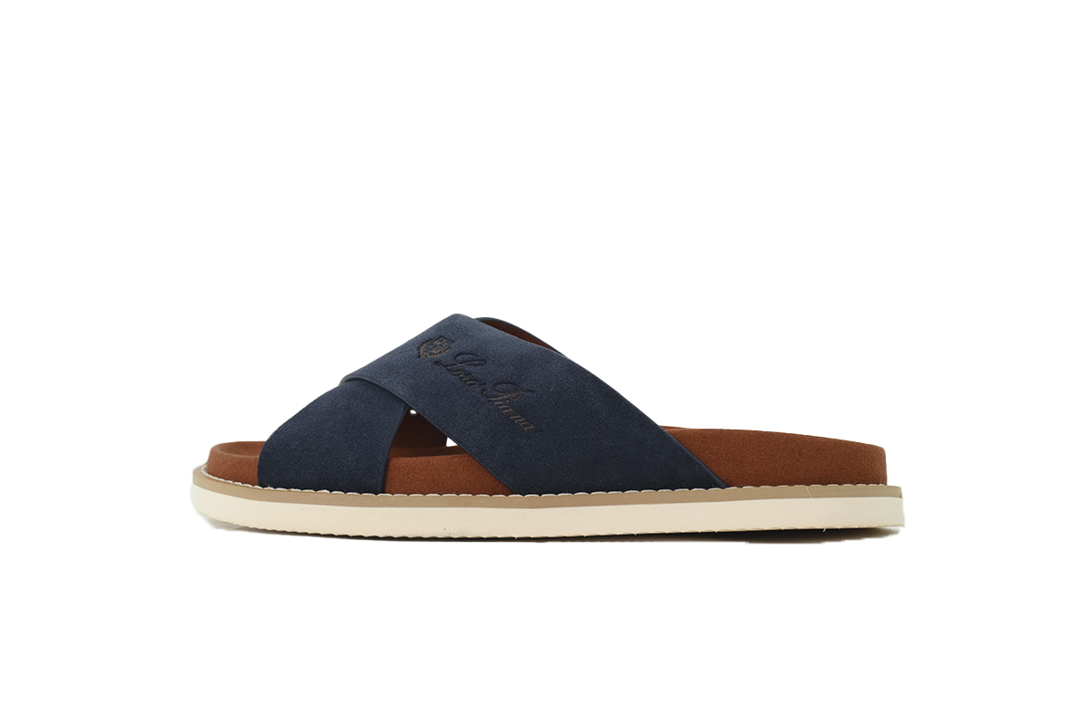 Hermes Flat Cross-strap Flip-flops Slippers LP Blue