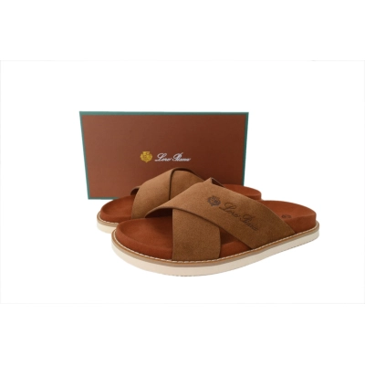 Hermes Flat Cross-strap Flip-flops Slippers LP Brown 01