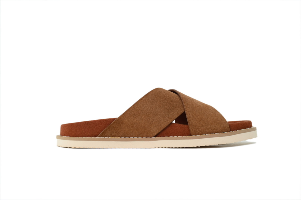 Hermes Flat Cross-strap Flip-flops Slippers LP Brown