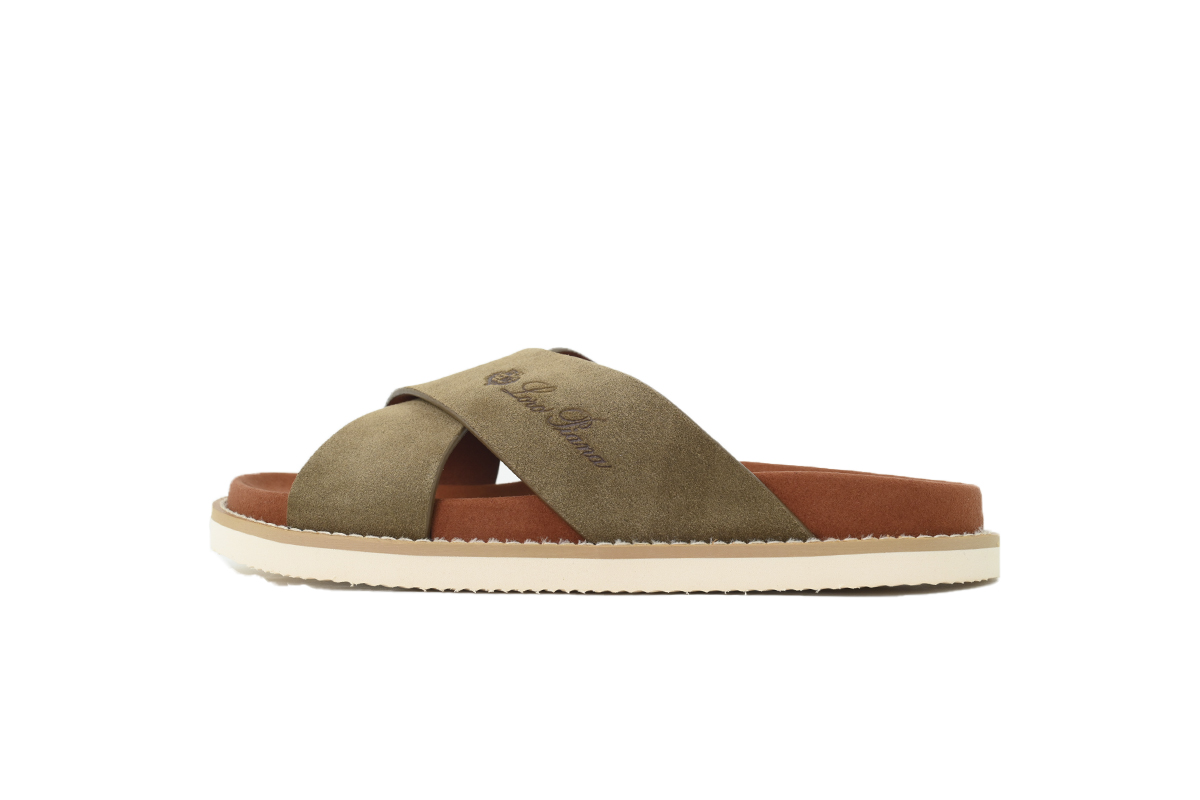 Hermes Flat Cross-strap Flip-flops Slippers LP Khaki