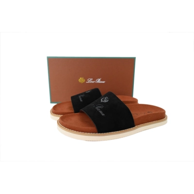Hermes Flat-fronted Single-row Slippers LP Black 01
