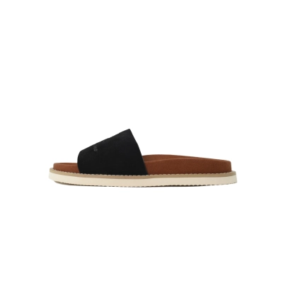 Hermes Flat-fronted Single-row Slippers LP Black 02