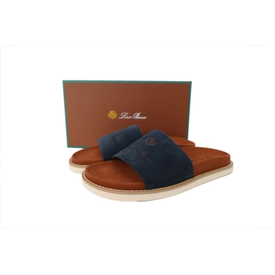 Hermes Flat-fronted Single-row Slippers LP Blue 01