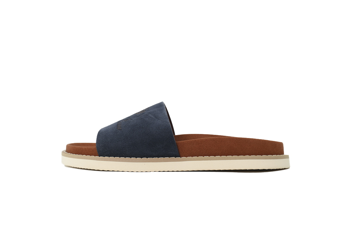 Hermes Flat-fronted Single-row Slippers LP Blue