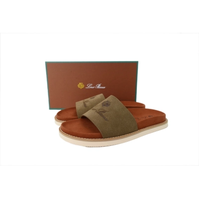 Hermes Flat-fronted Single-row Slippers LP Khaki 01