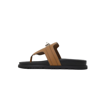 Hermes Flat-fronted Thong sandals Slippers Brown 02