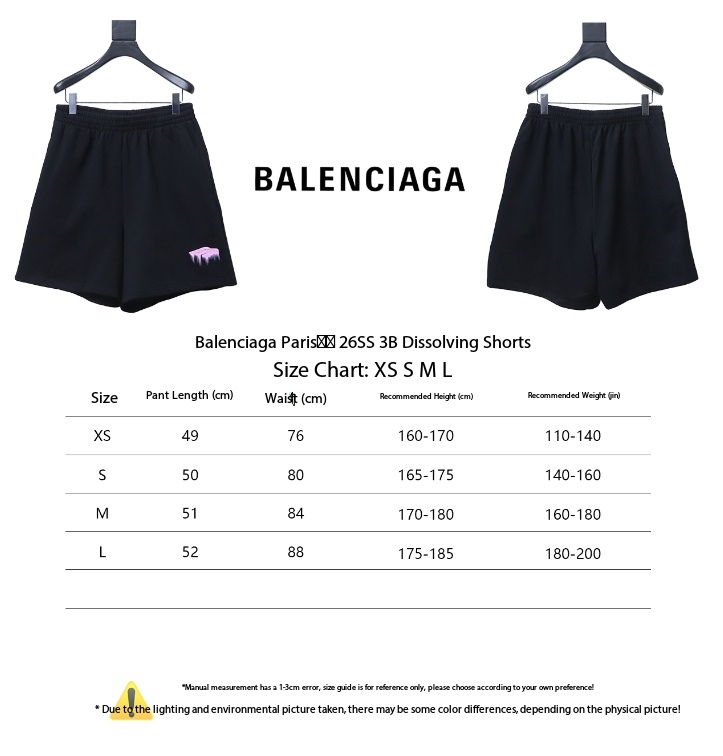 Balenciaga 26SS 3B Dissolving Short Pants 