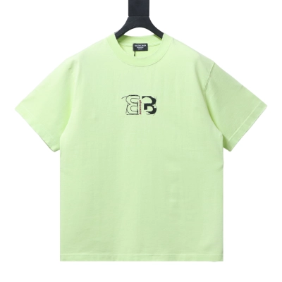 Balenciaga Front Back Double B Embroidered Short-Sleeve T-Shirt 01