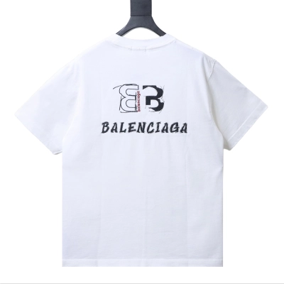 Balenciaga Front Back Double B Embroidered Short-Sleeve T-Shirt 02