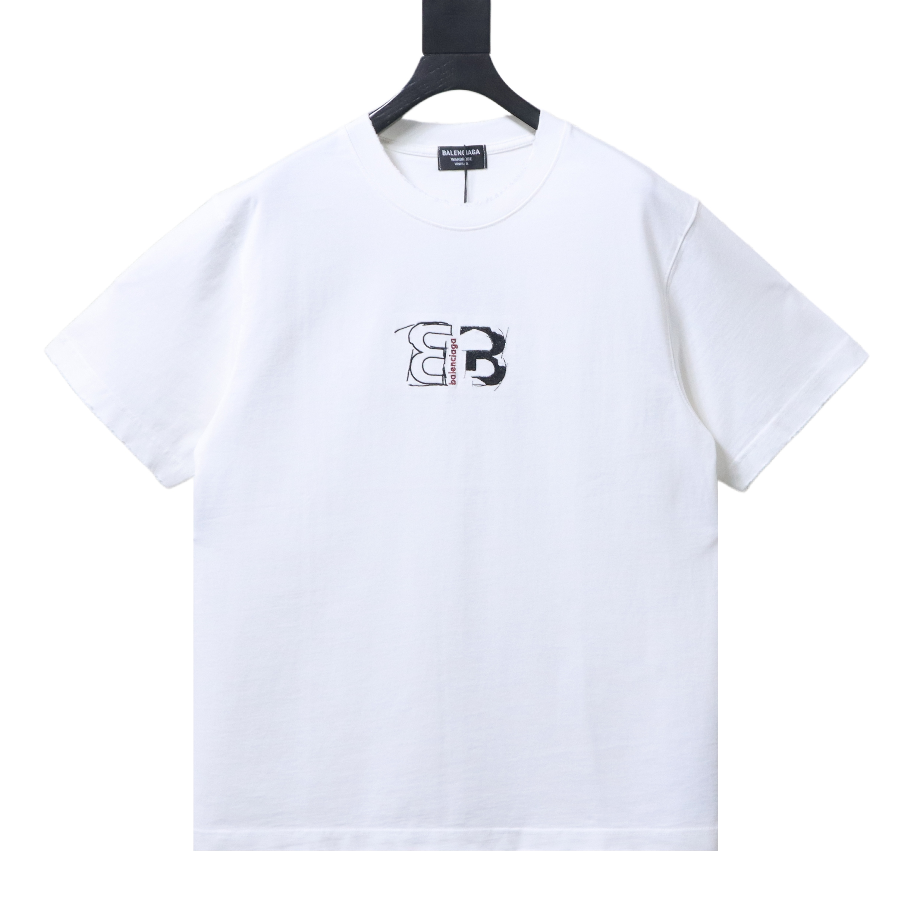 Balenciaga Front Back Double B Embroidered Short-Sleeve T-Shirt