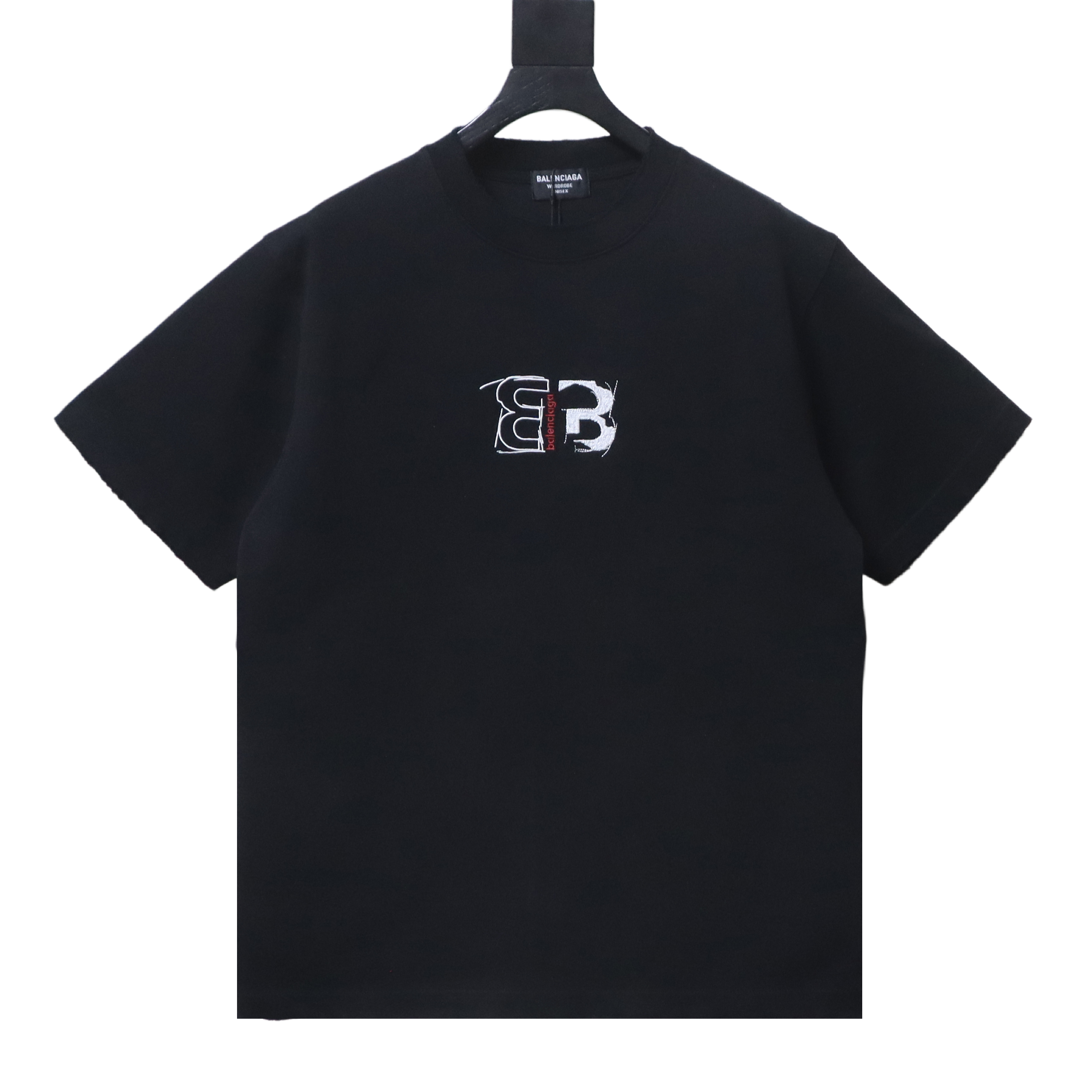 Balenciaga Front Back Double B Embroidered Short-Sleeve T-Shirt