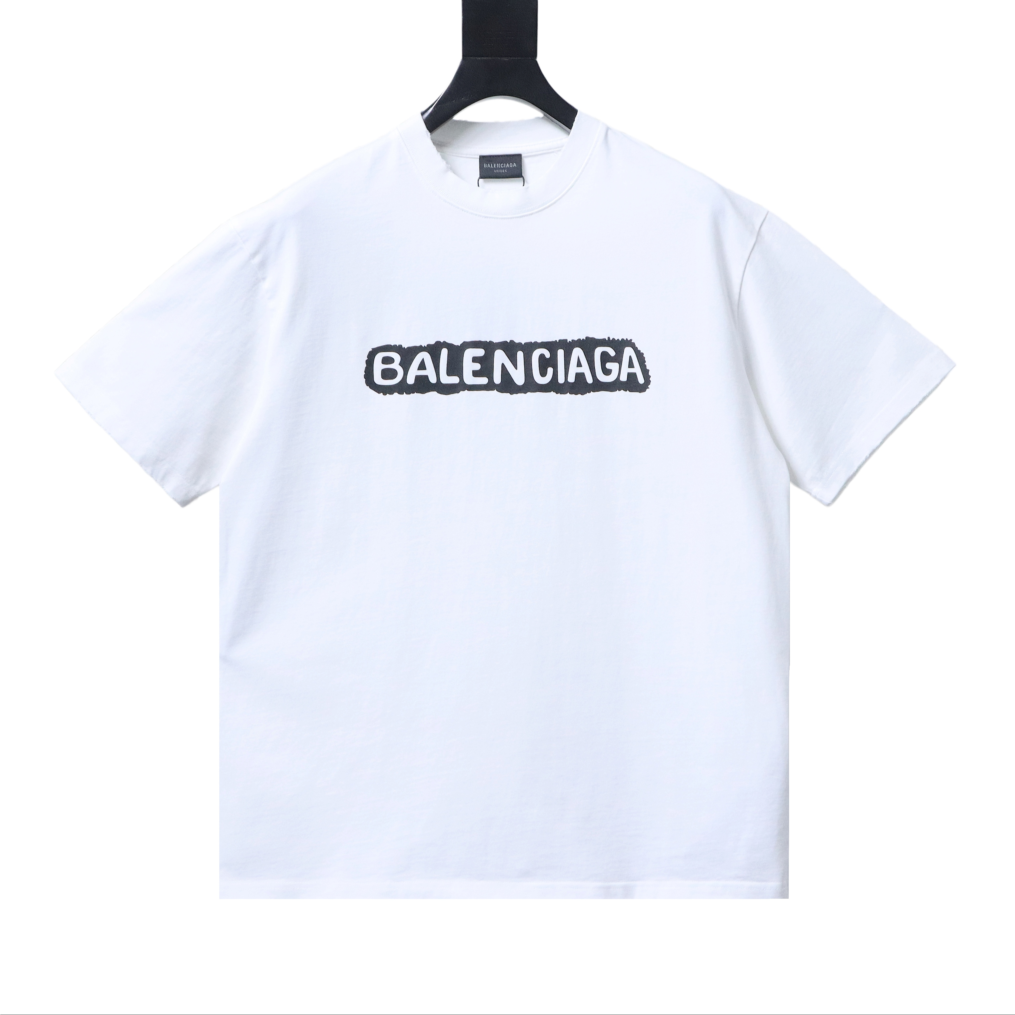 Balenciaga Lock Buckle Graffiti Print Ripped Short-Sleeve T-Shirt 16
