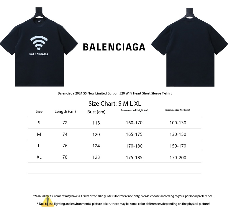 Balenciaga 24SS New Limited Edition 520 WiFi Love Short-Sleeve T-Shirt