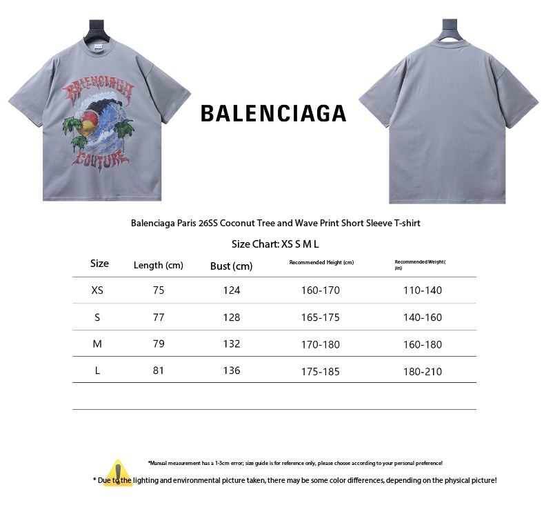 Balenciaga 26SS Coconut Tree Wave Print Short-Sleeve T-Shirt