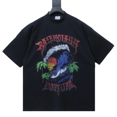 Balenciaga 26SS Coconut Tree Wave Print Short-Sleeve T-Shirt 02