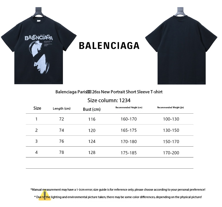 Balenciaga 26SS New Portrait Short-Sleeve T-Shirt