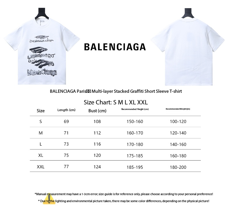 Balenciaga Multi-layered Stacked Graffiti Short-sleeve T-Shirt