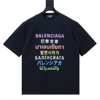 Balenciaga Multilingual Rainbow Letter Print T-Shirt 01