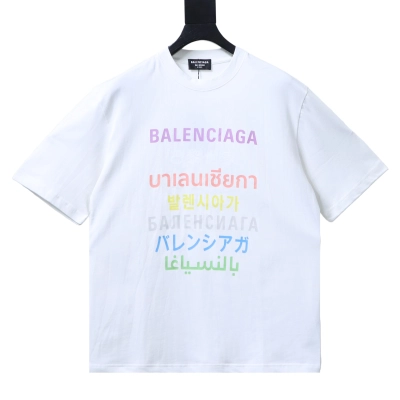 Balenciaga Multilingual Rainbow Letter Print T-Shirt 02