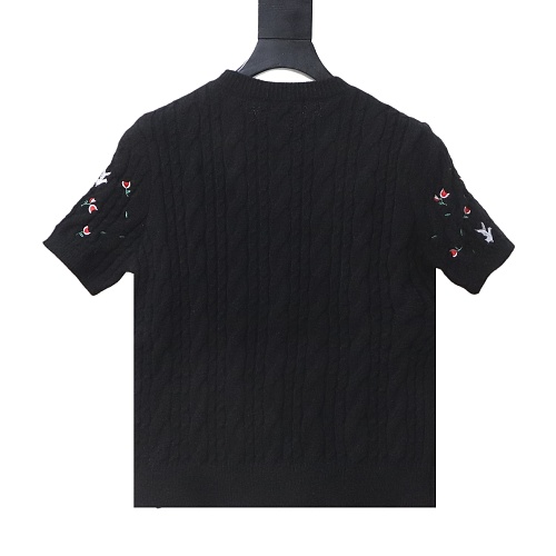 Dior 26SS Flower White Dove Embroidered Twisted Knit Short Sleeve T-Shirt