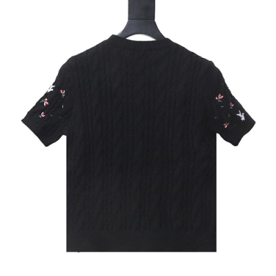 Dior 26SS Flower White Dove Embroidered Twisted Knit Short Sleeve T-Shirt 02