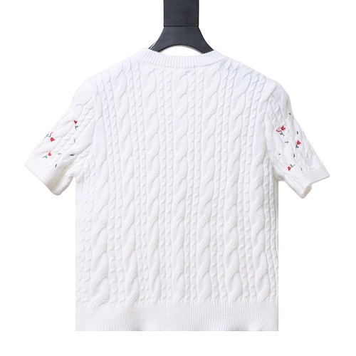 Dior 26SS Flower White Dove Embroidered Twisted Knit Short Sleeve T-Shirt