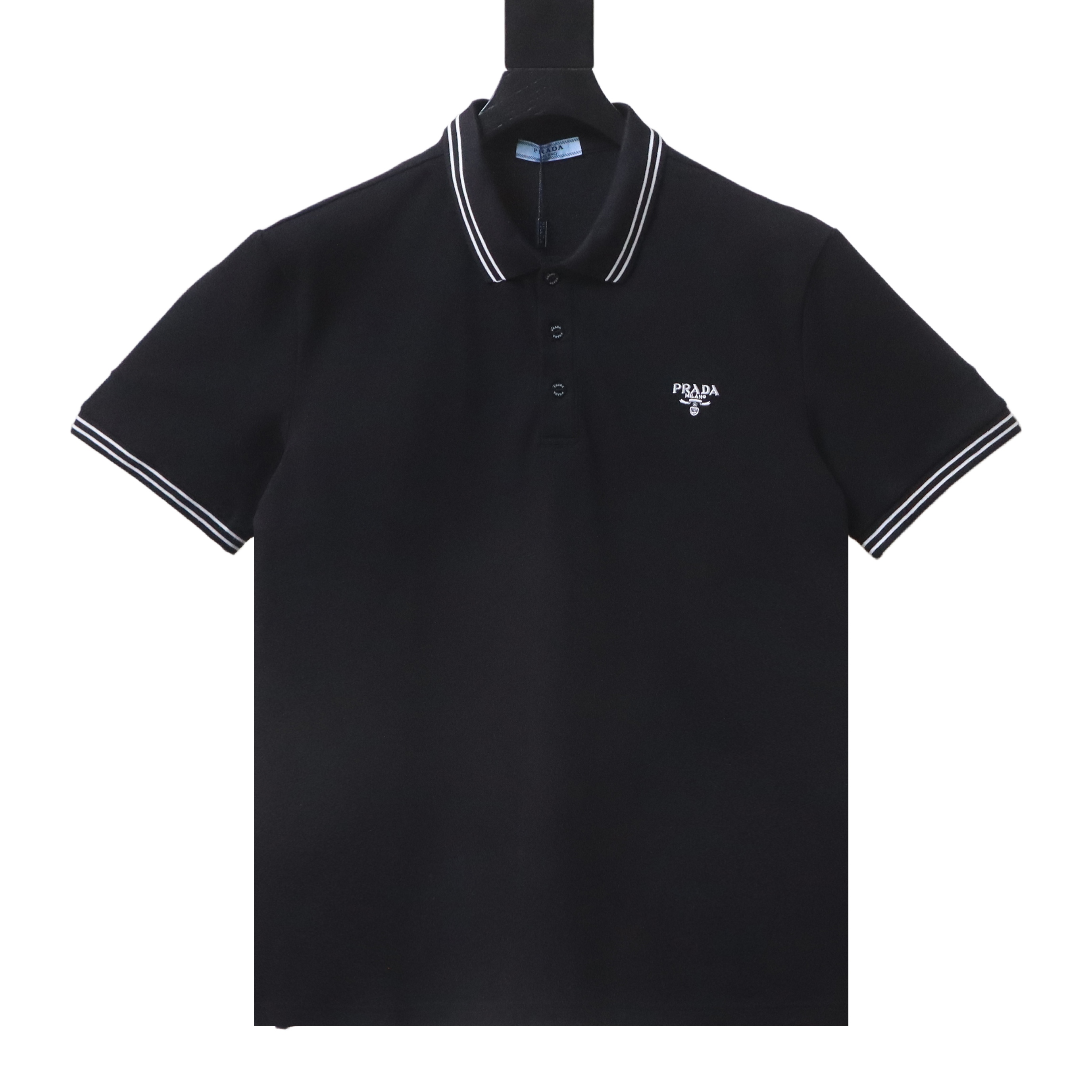 Prada logo small label embroidered short-sleeve polo shirt