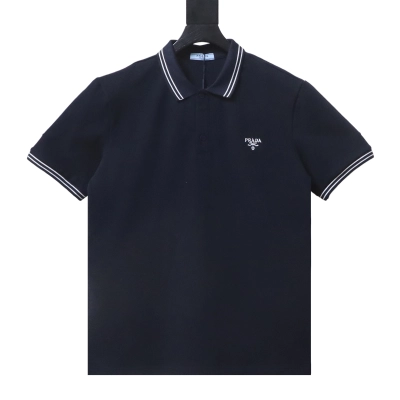 Prada logo small label embroidered short-sleeve polo shirt 02