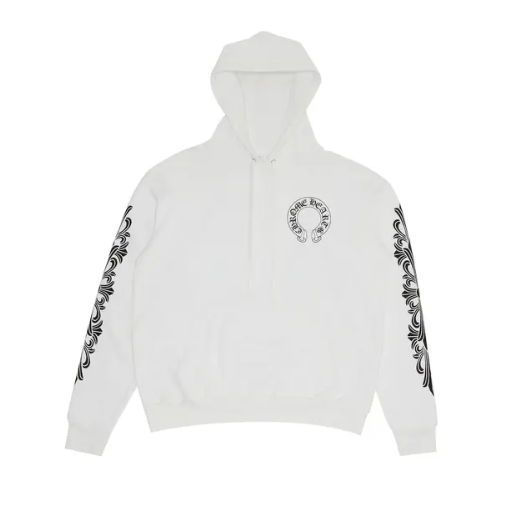 Chrome Hearts cross flower arm Hoodie White