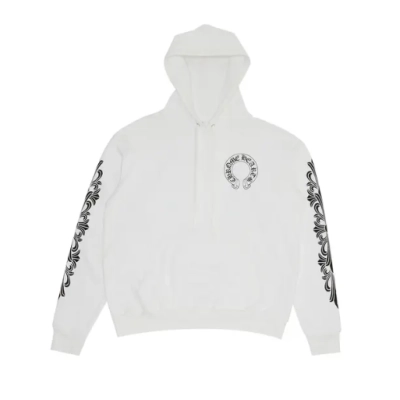 Chrome Hearts cross flower arm Hoodie White 01
