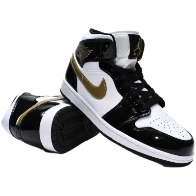 Air Jordan 1 Mid 'Patent Black White Gold'