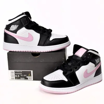Air Jordan 1 Mid 'White Black Light Arctic Pink' (GS)