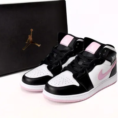 Air Jordan 1 Mid 'White Black Light Arctic Pink' (GS)