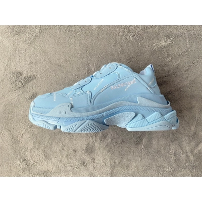 Balenciaga All Over Logo Triple S Blue Grey Black (Top Quality)
