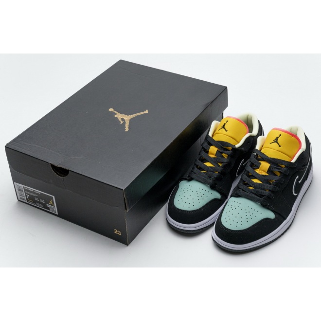 Jordan 1 Low Black Aurora Green Laser Orange (Cheap Sneakers)