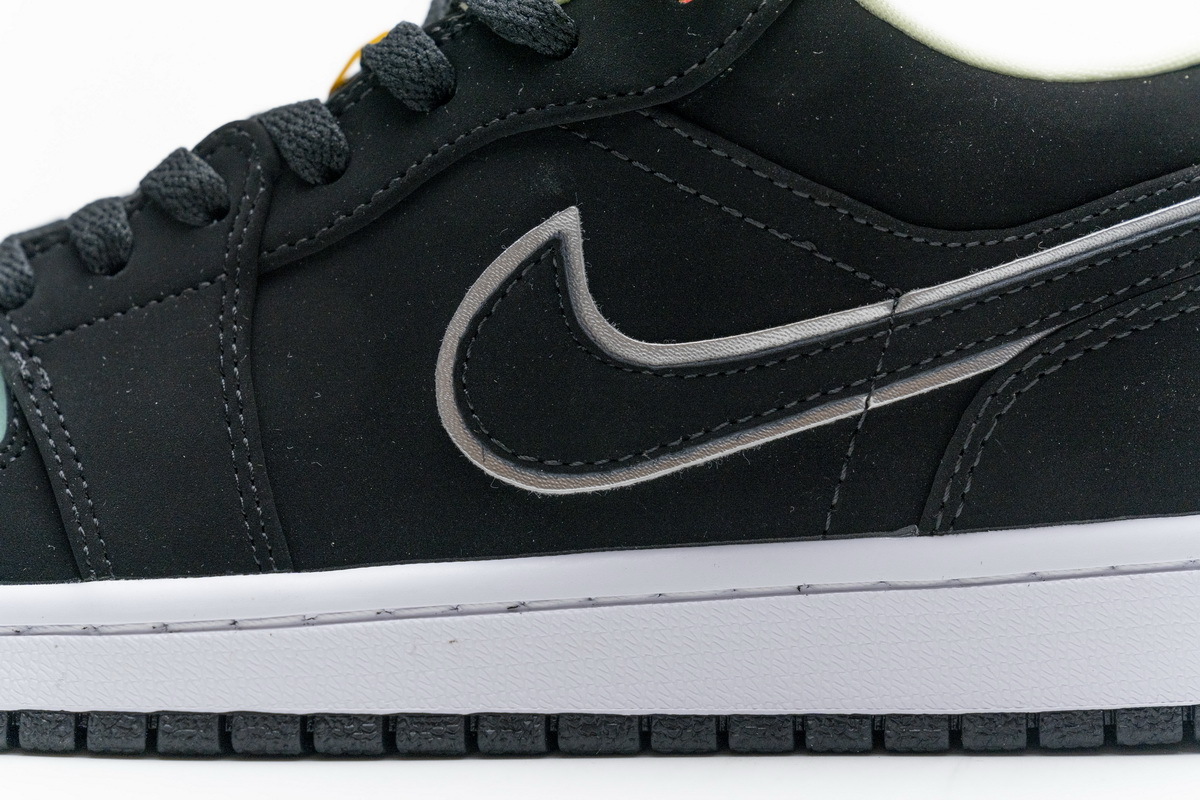 Jordan 1 Low Black Aurora Green Laser Orange (Cheap Sneakers)