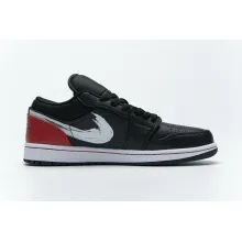 Jordan 1 Low Brushstroke Swoosh Black (Cheap Sneakers)