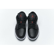 Jordan 1 Low Brushstroke Swoosh Black (Cheap Sneakers)