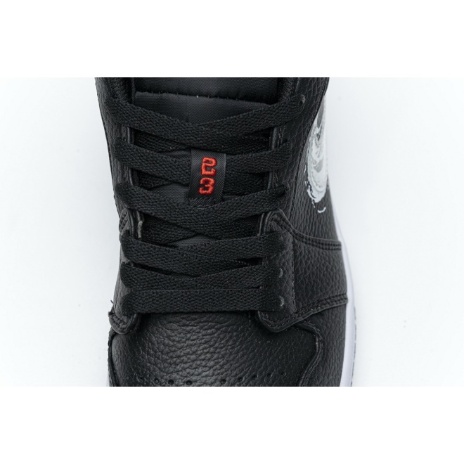 Jordan 1 Low Brushstroke Swoosh Black (Cheap Sneakers)