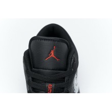 Jordan 1 Low Brushstroke Swoosh Black (Cheap Sneakers)