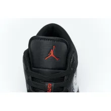 Jordan 1 Low Brushstroke Swoosh Black (Cheap Sneakers)