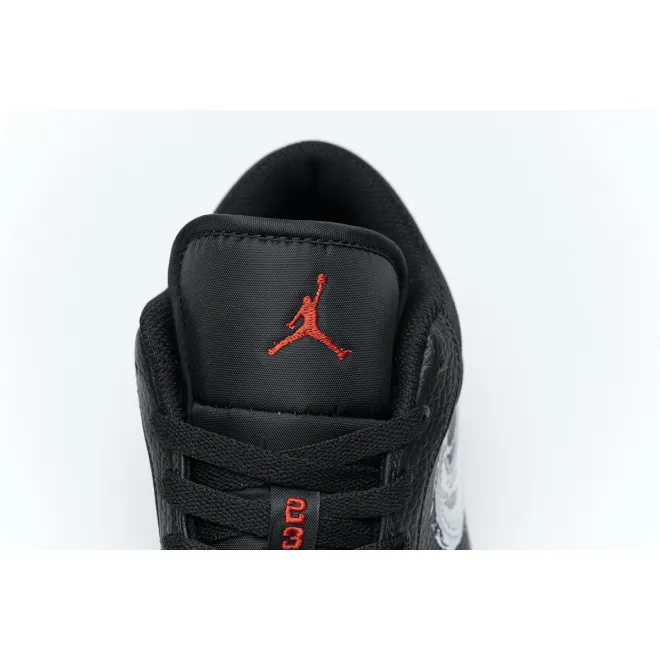 Jordan 1 Low Brushstroke Swoosh Black (Cheap Sneakers)