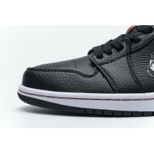 Jordan 1 Low Brushstroke Swoosh Black (Cheap Sneakers)