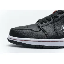 Jordan 1 Low Brushstroke Swoosh Black (Cheap Sneakers)