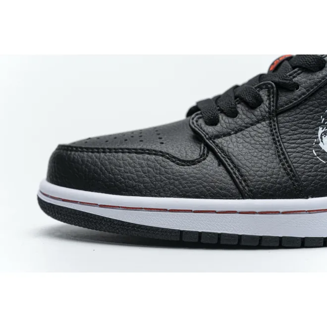 Jordan 1 Low Brushstroke Swoosh Black (Cheap Sneakers)