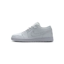 Jordan 1 Low Triple White Tumbled Leather (Cheap Sneakers)