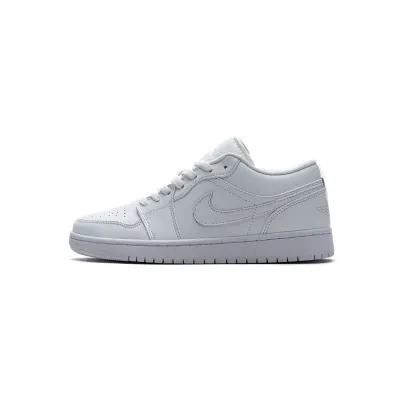 Jordan 1 Low Triple White Tumbled Leather (Cheap Sneakers)