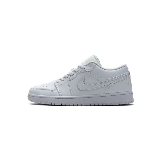 Jordan 1 Low Triple White Tumbled Leather (Cheap Sneakers)