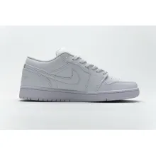 Jordan 1 Low Triple White Tumbled Leather (Cheap Sneakers)