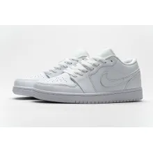 Jordan 1 Low Triple White Tumbled Leather (Cheap Sneakers)